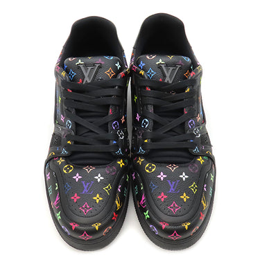 ルイヴィトン LOUIS VUITTON LV × TM LV トレイナー 1AJQCW ブラック×マルチカラー レザー #10 スニーカー 黒 村上隆