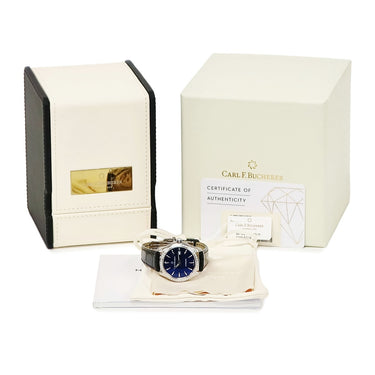 腕時計 カール F ブヘラ Carl F. Bucherer マネロ オートデイト 00.10911.08.53.11 自動巻き レディース 新品同様 純正ダイヤ ブルー 青 デイト