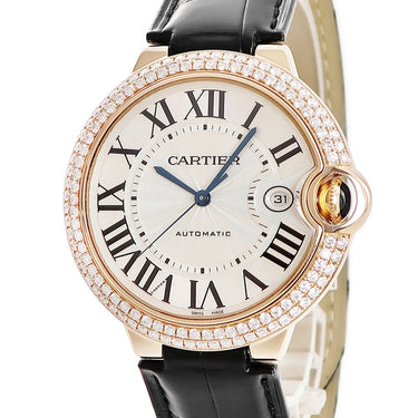 腕時計 カルティエ Cartier バロンブルー ドゥ カルティエ LM WE900851 自動巻き メンズ K18RG無垢 純正ダイヤ ローマン デイト