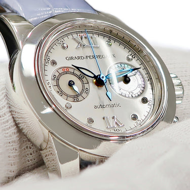 腕時計 ジラールペルゴ GIRARD PERREGAUX スモール クロノグラフ 80460.0.11.11M7 自動巻き レディース 純正ダイヤ シェル 青針 ローマン