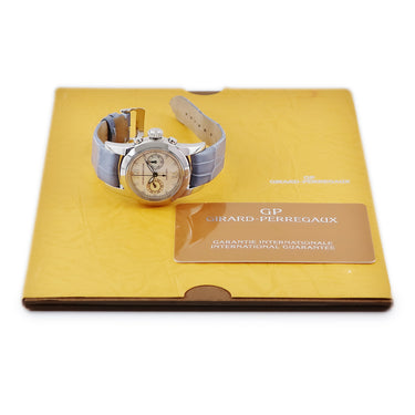 腕時計 ジラールペルゴ GIRARD PERREGAUX スモール クロノグラフ 80460.0.11.11M7 自動巻き レディース 純正ダイヤ シェル 青針 ローマン