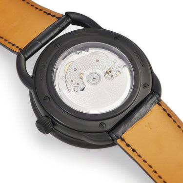 腕時計 エルメス HERMES アルソー ルール ドゥ ラ リュンヌ AR1.842 自動巻き メンズ 新品同様 ブラック PVD ダブルムーンフェイズ
