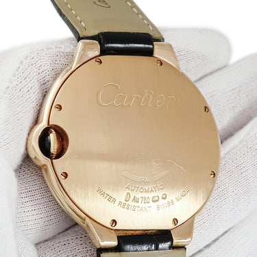 腕時計 カルティエ Cartier バロンブルー ドゥ カルティエ LM WE900851 自動巻き メンズ K18RG無垢 純正ダイヤ デイト ローマン