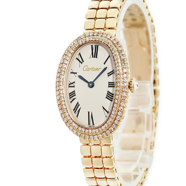 腕時計 カルティエ Cartier ベニュワール SM 820911A6 手巻き レディース OH済 K18YG無垢 純正ダイヤ オーバル ヴィンテージ