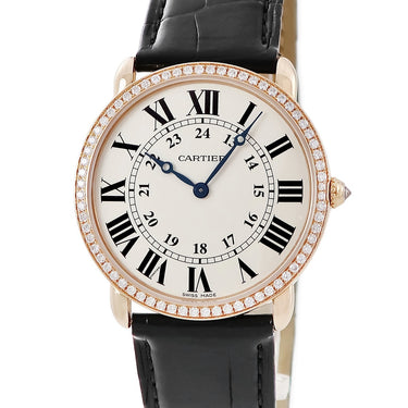 腕時計 カルティエ Cartier ロンド ルイ カルティエ LM WR000651 手巻き メンズ K18PG無垢 純正ダイヤ ローマン 青針