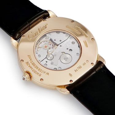 腕時計 カルティエ Cartier ロンド ルイ カルティエ LM WR000651 手巻き メンズ K18PG無垢 純正ダイヤ ローマン 青針