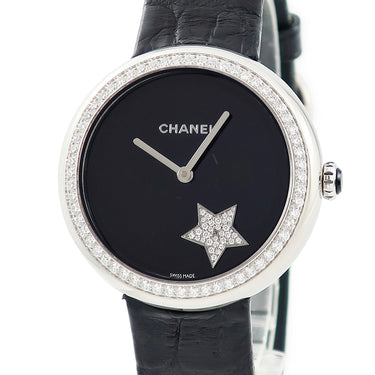 腕時計 シャネル CHANEL マドモアゼル プリヴェ コメットモチーフ H2928 自動巻き メンズ レディース K18WG無垢 純正ダイヤ 黒 星