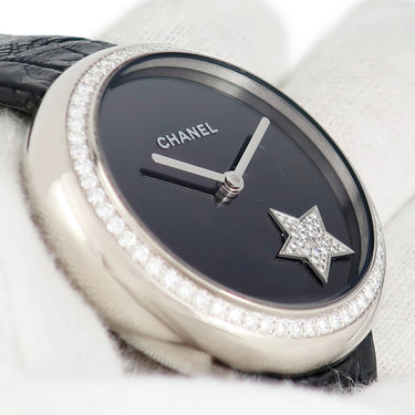 腕時計 シャネル CHANEL マドモアゼル プリヴェ コメットモチーフ H2928 自動巻き メンズ レディース K18WG無垢 純正ダイヤ 黒 星