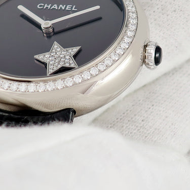 腕時計 シャネル CHANEL マドモアゼル プリヴェ コメットモチーフ H2928 自動巻き メンズ レディース K18WG無垢 純正ダイヤ 黒 星