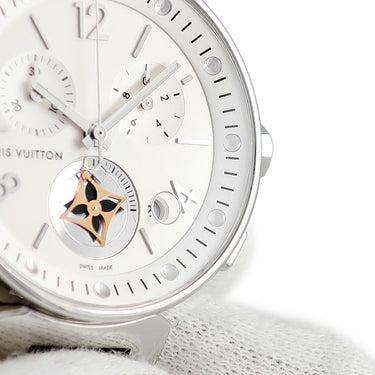 腕時計 ルイヴィトン LOUIS VUITTON タンブール ムーンスター 35 MM Q8G00Z クオーツ レディース デイト クロノグラフ モノグラムフラワー