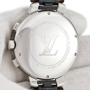 腕時計 ルイヴィトン LOUIS VUITTON タンブール ムーンスター 35 MM Q8G00Z クオーツ レディース デイト クロノグラフ モノグラムフラワー