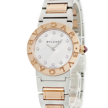 腕時計 ブルガリ BVLGARI ブルガリブルガリ BBLP26SG BBL26WSPG クオーツ レディース K18PG×SS コンビ 純正12Pダイヤ シェル