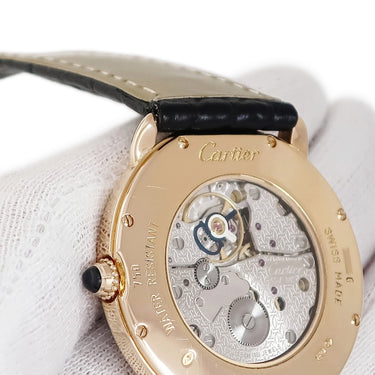腕時計 カルティエ Cartier ロンド ルイ カルティエ W1538051 手巻き メンズ K18PG無垢 ローマン ギョウシェ 青針