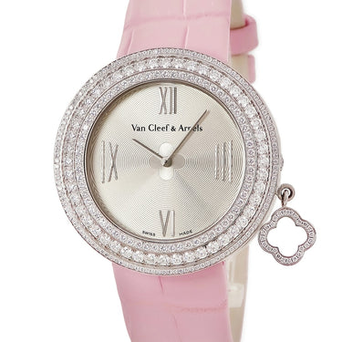 腕時計 ヴァンクリーフアーペル Van Cleef & Arpels チャーム VCARM95400 クオーツ レディース K18WG無垢 純正ダイヤ ラウンド ローマン
