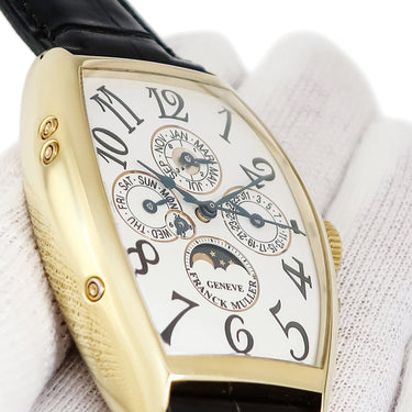 腕時計 フランクミュラー FRANCK MULLER トノウカーベックス パーペチュアルカレンダー 5850QP 自動巻き メンズ K18YG無垢 ムーンフェイズ