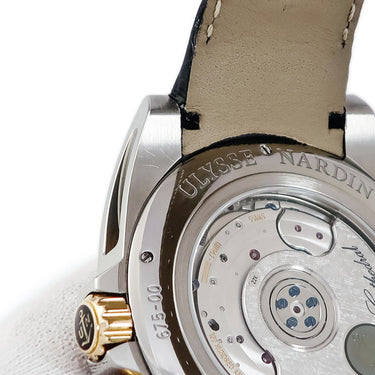 腕時計 ユリスナルダン ULYSSE NARDIN ソナタ ストリームライン 675-00 自動巻き メンズ チタン×K18RG×セラミック ブラック アラーム