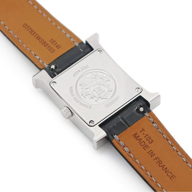 腕時計 エルメス HERMES Hウォッチ PM HH4.230 クオーツ レディース 純正ダイヤ オブシディアン 黒曜石