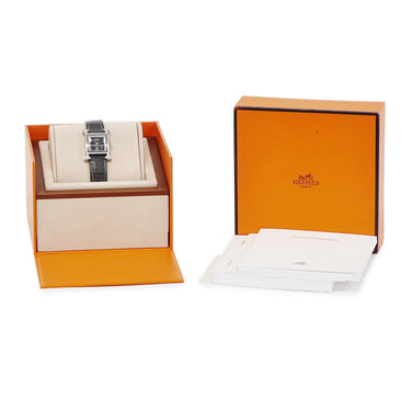 腕時計 エルメス HERMES Hウォッチ PM HH4.230 クオーツ レディース 純正ダイヤ オブシディアン 黒曜石