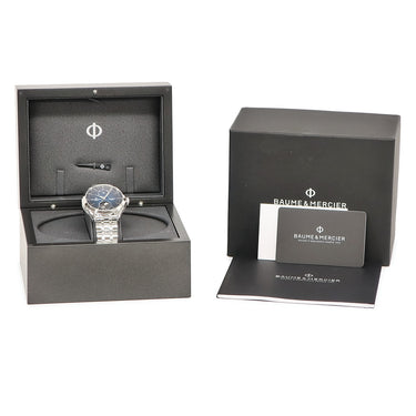 腕時計 ボーム&メルシエ BAUME&MERCIER クリフトン ボーマティック M0A10725 自動巻き メンズ 新品同様 デイデイト ムーンフェイズ