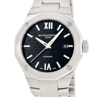 腕時計 ボーム&メルシエ BAUME&MERCIER リビエラ オートマティック M0A10621 自動巻き メンズ 新品同様 ブラック デイト バー ローマン