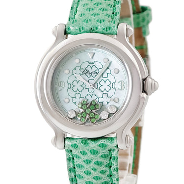 腕時計 ショパール CHOPARD ハッピースポーツ 27/8428 クオーツ レディース 純正ダイヤ&エメラルド グリーン シェル クローバー