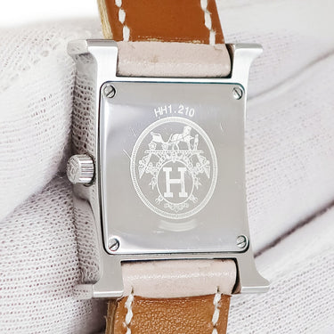 腕時計 エルメス HERMES Hウォッチ PM HH1.210 クオーツ レディース 純正ダイヤ ピンク シェル H型 スクエア