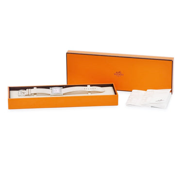 腕時計 エルメス HERMES Hウォッチ PM HH1.210 クオーツ レディース 純正ダイヤ ピンク シェル H型 スクエア