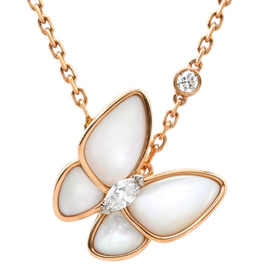 ヴァンクリーフアーペル Van Cleef & Arpels ドゥ パピヨン ペンダント VCARO8FO00 パールホワイト×ローズゴールド K18PG ダイヤモンド マザーオブパール K18WG ネックレス ピンクゴールド 18K パール ダイヤ