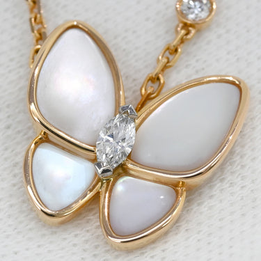 ヴァンクリーフアーペル Van Cleef & Arpels ドゥ パピヨン ペンダント VCARO8FO00 パールホワイト×ローズゴールド K18PG ダイヤモンド マザーオブパール K18WG ネックレス ピンクゴールド 18K パール ダイヤ