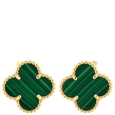 ヴァンクリーフアーペル Van Cleef & Arpels ヴィンテージ アルハンブラ VCARO3QL00 グリーン×イエローゴールド K18YG マラカイト ピアス 緑 18金 18K 750YG マラカイト
