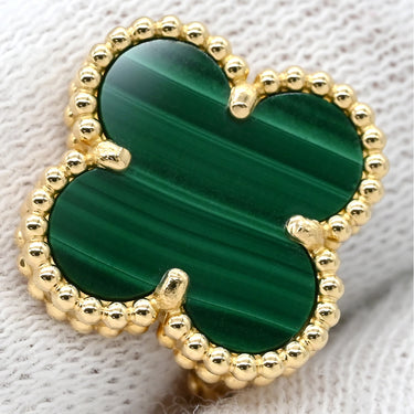 ヴァンクリーフアーペル Van Cleef & Arpels ヴィンテージ アルハンブラ VCARO3QL00 グリーン×イエローゴールド K18YG マラカイト ピアス 緑 18金 18K 750YG マラカイト