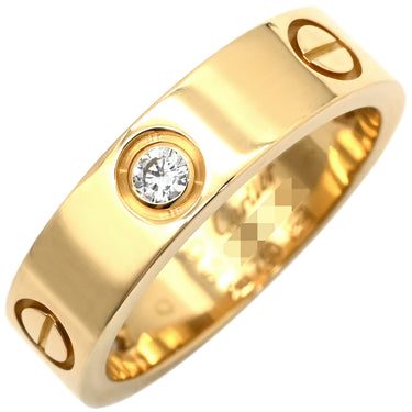 カルティエ Cartier ラブリング ハーフダイヤ イエローゴールド K18YG ダイヤモンド #58(JP18) リング 指輪 LOVE Ring 750 18K 18金 3P 3石 3粒 ダイヤ 18号