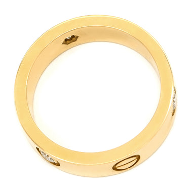 カルティエ Cartier ラブリング ハーフダイヤ イエローゴールド K18YG ダイヤモンド #58(JP18) リング 指輪 LOVE Ring 750 18K 18金 3P 3石 3粒 ダイヤ 18号