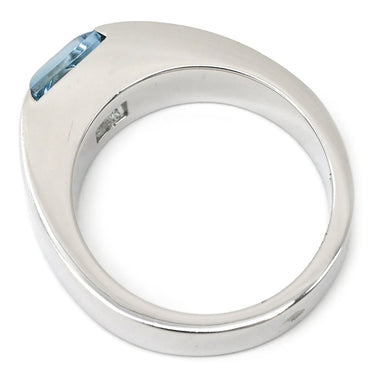 カルティエ Cartier タンク アクアマリン ライトブルー×ホワイトゴールド K18WG アクアマリン #49 リング 指輪 青 水色 Au750 18K 18金 スクエアカット 9号