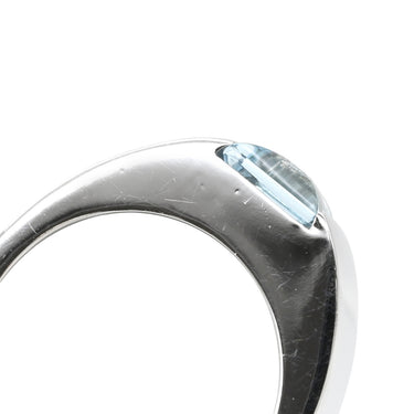 カルティエ Cartier タンク アクアマリン ライトブルー×ホワイトゴールド K18WG アクアマリン #49 リング 指輪 青 水色 Au750 18K 18金 スクエアカット 9号