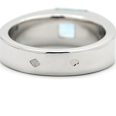 カルティエ Cartier タンク アクアマリン ライトブルー×ホワイトゴールド K18WG アクアマリン #49 リング 指輪 青 水色 Au750 18K 18金 スクエアカット 9号