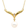 ミキモト MIKIMOTO パールネックレス パールホワイト×イエローゴールド K18YG パール ダイヤモンド ネックレス MIKIMOTO 真珠 18K 18金 Au750 ダイヤ V字 パールスウィング