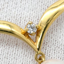 ミキモト MIKIMOTO パールネックレス パールホワイト×イエローゴールド K18YG パール ダイヤモンド ネックレス MIKIMOTO 真珠 18K 18金 Au750 ダイヤ V字 パールスウィング