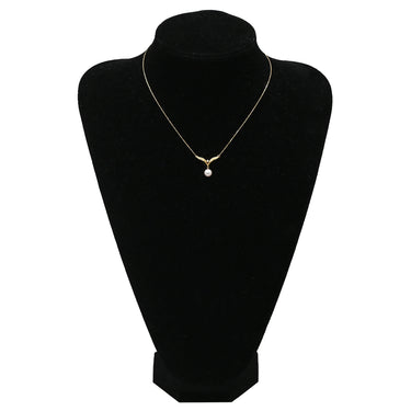 ミキモト MIKIMOTO パールネックレス パールホワイト×イエローゴールド K18YG パール ダイヤモンド ネックレス MIKIMOTO 真珠 18K 18金 Au750 ダイヤ V字 パールスウィング