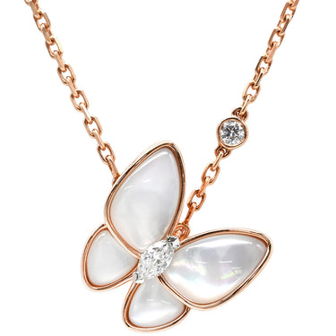 ヴァンクリーフアーペル Van Cleef & Arpels ドゥ パピヨン ペンダント VCARO8FO00 パールホワイト×ローズゴールド K18PG ダイヤモンド マザーオブパール K18WG ネックレス ピンクゴールド 18K パール ダイヤ