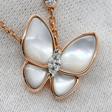 ヴァンクリーフアーペル Van Cleef & Arpels ドゥ パピヨン ペンダント VCARO8FO00 パールホワイト×ローズゴールド K18PG ダイヤモンド マザーオブパール K18WG ネックレス ピンクゴールド 18K パール ダイヤ