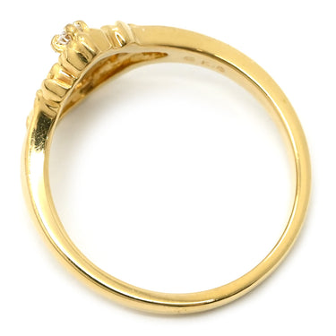 ミキモト MIKIMOTO ダイヤモンド イエローゴールド K18YG ダイヤモンド リング 指輪 Au750 18K 18金 1P 1石 1粒 十字架 ハート リースモチーフ 10号