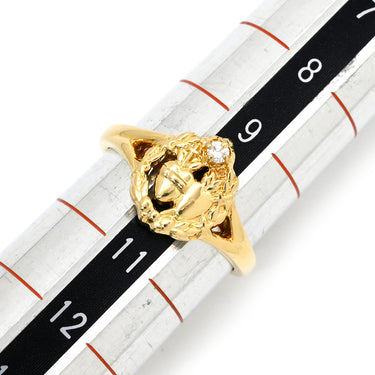 ミキモト MIKIMOTO ダイヤモンド イエローゴールド K18YG ダイヤモンド リング 指輪 Au750 18K 18金 1P 1石 1粒 十字架 ハート リースモチーフ 10号