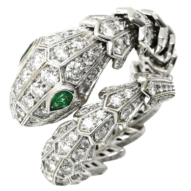 ブルガリ BVLGARI セルペンティ ダイヤリング 354699 ホワイトゴールド K18WG エメラルド ダイヤモンド 14041 リング 指輪 BVLGARI 22.5号