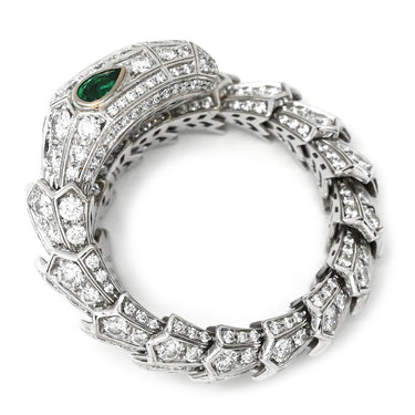 ブルガリ BVLGARI セルペンティ ダイヤリング 354699 ホワイトゴールド K18WG エメラルド ダイヤモンド 14041 リング 指輪 BVLGARI 22.5号