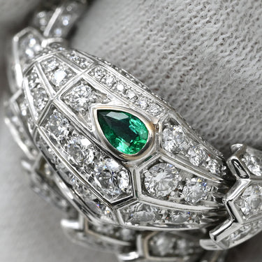 ブルガリ BVLGARI セルペンティ ダイヤリング 354699 ホワイトゴールド K18WG エメラルド ダイヤモンド 14041 リング 指輪 BVLGARI 22.5号