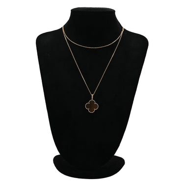ヴァンクリーフアーペル Van Cleef & Arpels マジック アルハンブラ ロングネックレス ブラウン×ピンクゴールド K18PG レターウッド ネックレス 18K 1モチーフ レターウッド