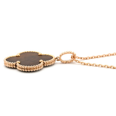 ヴァンクリーフアーペル Van Cleef & Arpels マジック アルハンブラ ロングネックレス ブラウン×ピンクゴールド K18PG レターウッド ネックレス 18K 1モチーフ レターウッド