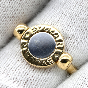 ブルガリ Bvlgari ブルガリブルガリ フリップ イエローゴールド×ホワイトゴールド K18YG ダイヤモンド K18WG リング 指輪 Au750 18K パヴェダイヤ 8号