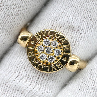 ブルガリ Bvlgari ブルガリブルガリ フリップ イエローゴールド×ホワイトゴールド K18YG ダイヤモンド K18WG リング 指輪 Au750 18K パヴェダイヤ 8号